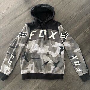 Vtg Fox Racing Hoodie Mens S Black Gray Tri Tone Camo Sweater Y2K